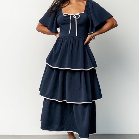 Baltic Born Madrid Tiered Dress | Navy Size XL - Picture 2 of 5